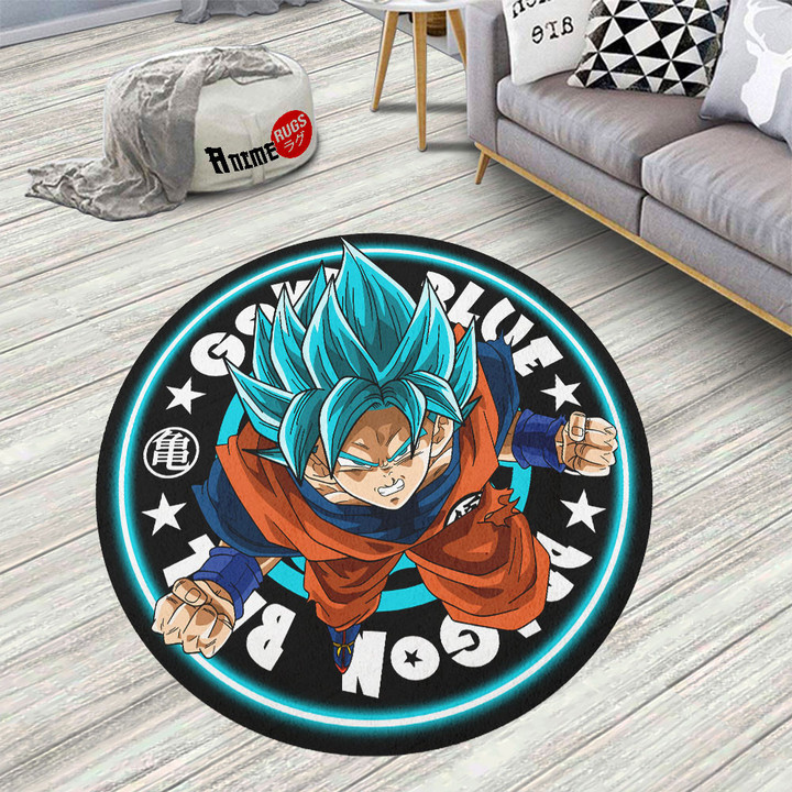 Dragon Ball Goku Blue Round Rug Custom Circle Carpet