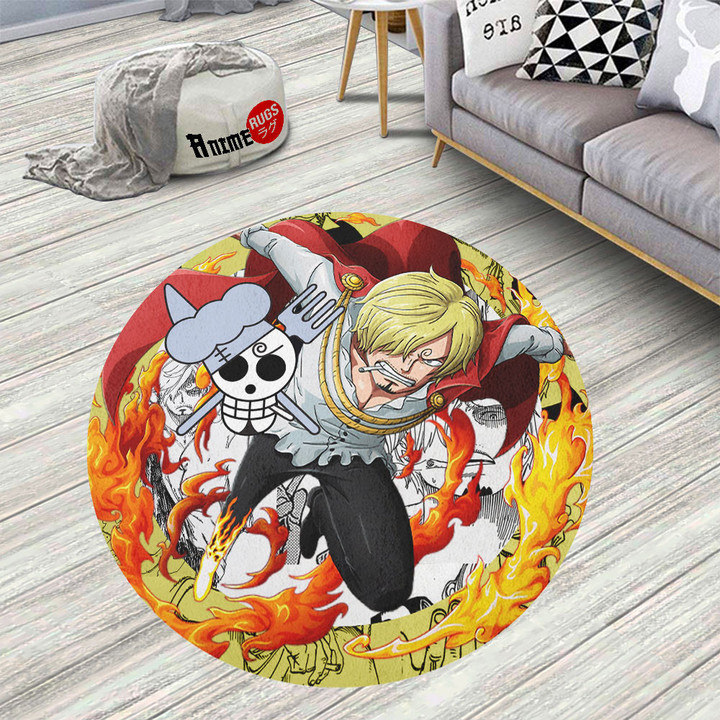One Piece Manga Vinsmoke Sanji Round Rug Custom Circle Carpet
