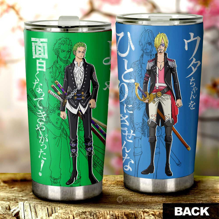 Zoro And Sanji Tumbler Cup Custom One Piece Red Anime Car Interior Accessories - Wexanime - 1