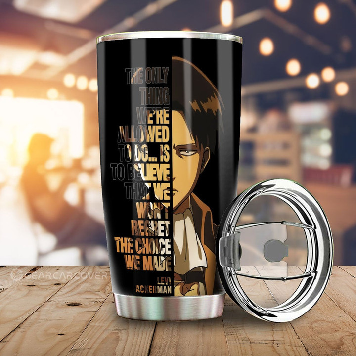 Levi Ackerman Quotes Tumbler Cup Custom Attack On Titan Anime Car Accessories - Wexanime - 1