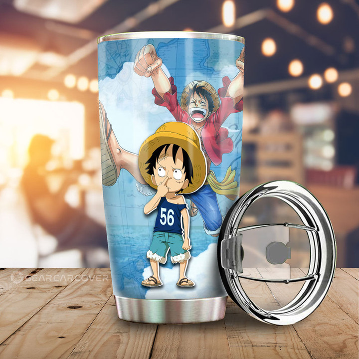 Monkey D. Luffy Tumbler Cup Custom One Piece Map Anime Car Accessories - Wexanime - 1