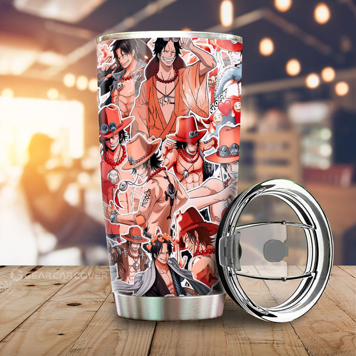 Portgas D. Ace Funny Tumbler Cup Custom Anime Car Accessories For One Piece Fans - Wexanime - 1