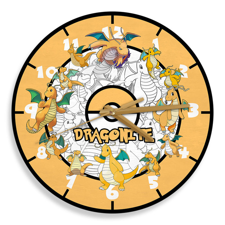 Dragonite Wooden Clock Personalized Anime Wall Decor-Wexanime