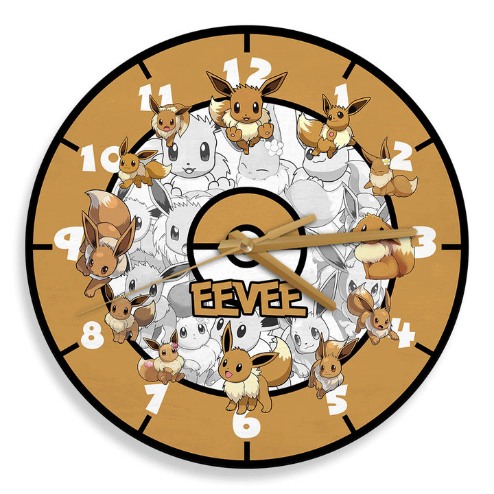 Eevee Wooden Clock Personalized Anime Wall Decor-Wexanime
