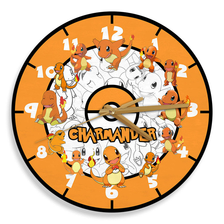 Charmander Wooden Clock Personalized Anime Wall Decor-Wexanime
