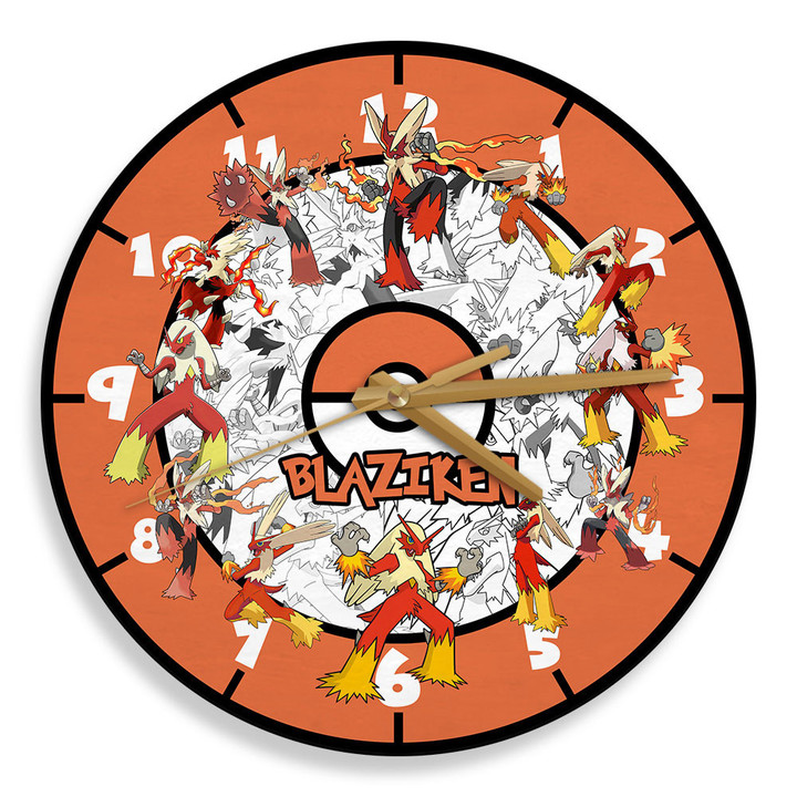 Blaziken Wooden Clock Personalized Anime Wall Decor-Wexanime