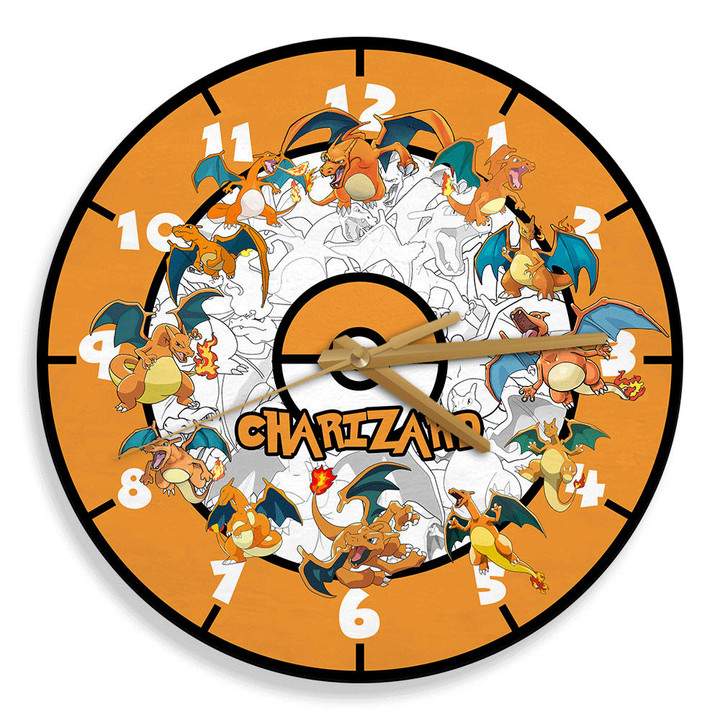 Charizard Wooden Clock Personalized Anime Wall Decor-Wexanime