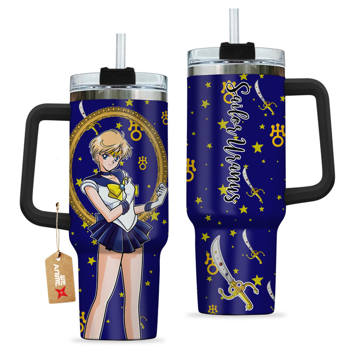 Sailor Uranus 40oz Travel Tumbler Personalized With Handle Custom Anime Cup - Wexanime