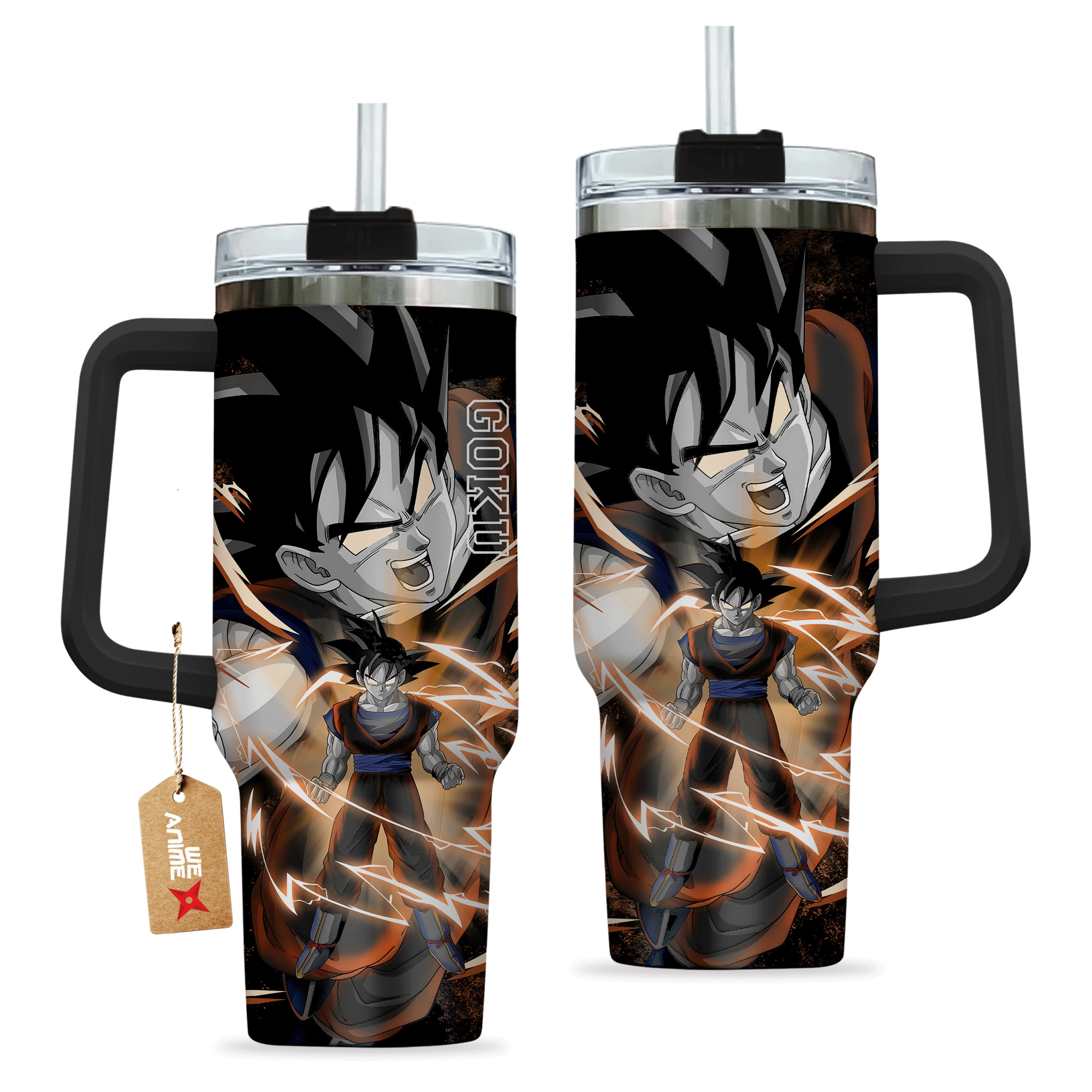 Goku 40oz Travel Tumbler Personalized With Handle Custom Anime Cup - Wexanime