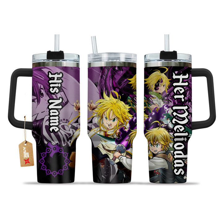 Her Meliodas 40oz Travel Tumbler With Handle Personalized Anime Valentines Cup - Wexanime