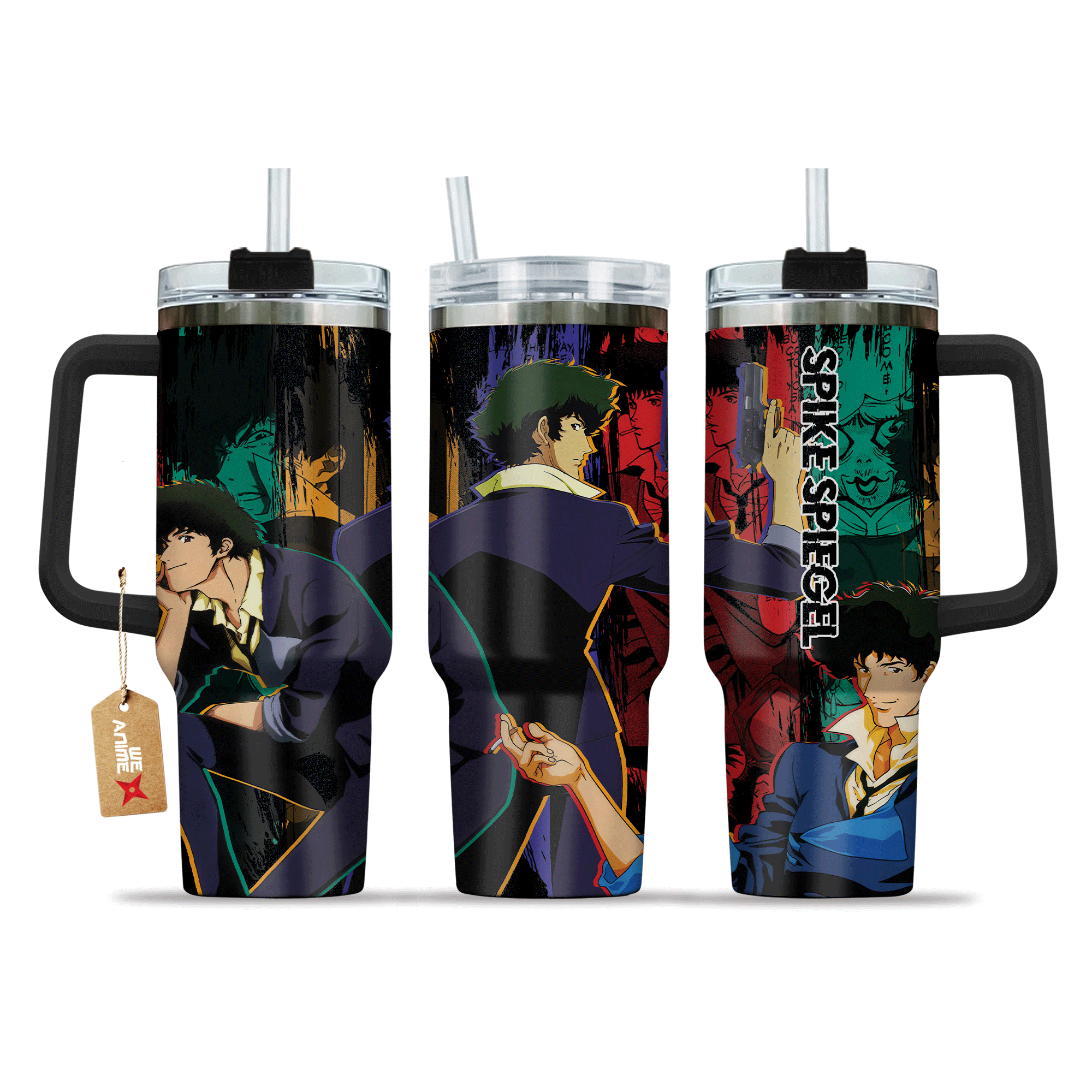 Spike Spiegel 40oz Travel Tumbler With Handle Personalized Anime Accessories - Wexanime