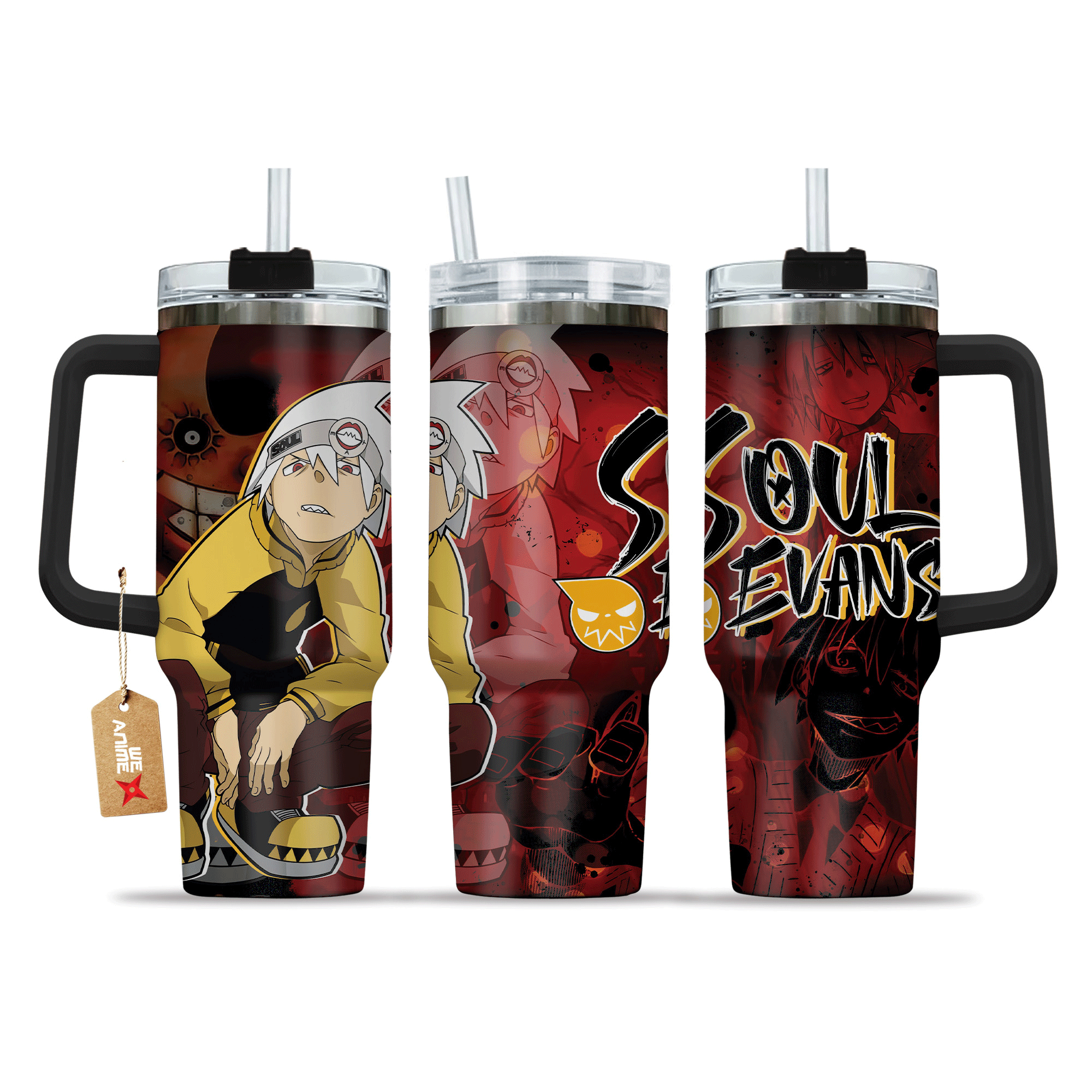 Soul Evans 40oz Travel Tumbler With Handle Custom Anime Accessories - Wexanime