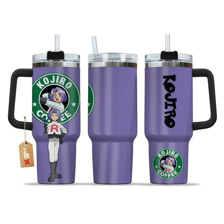 James Kojiro Coffee 40oz Travel Tumbler With Handle Personalized Anime Accessories - Wexanime