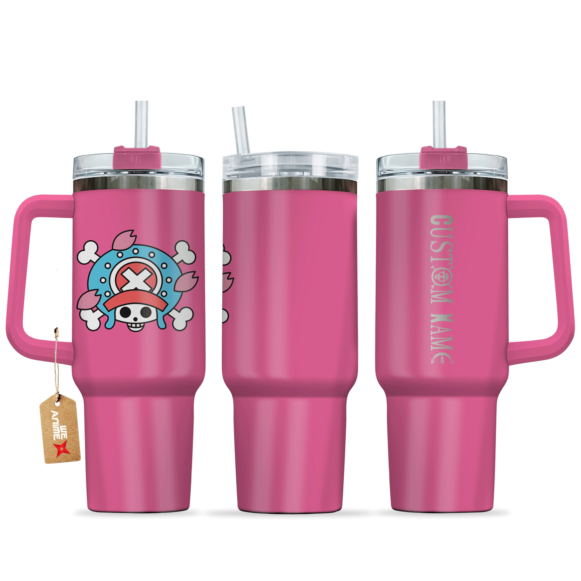 Tony Tony Chopper 40oz Pink Valentines Personalized Tumbler With Handle Anime Cup - Wexanime