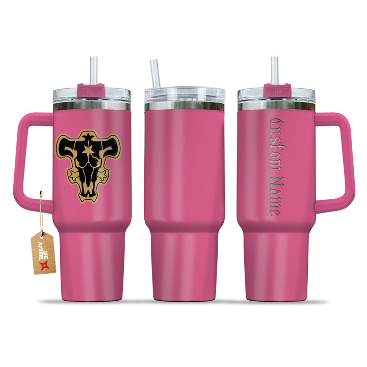 Black Bull 40oz Pink Valentines Personalized Tumbler With Handle Anime Cup - Wexanime