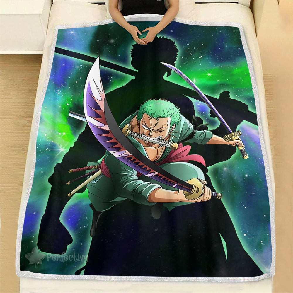 Roronoa Zoro Blanket Fleece Galaxy One Piece Anime Room-wexanime.com