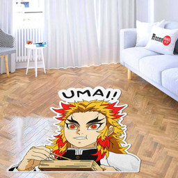 Rengoku Umai Umai Shaped Rug Custom Anime Demon Slayer Room Decor Mat Quality Carpet-wexanime.com