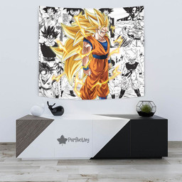 Goku SSJ3 Tapestry Custom Dragon Ball Anime Manga Room Decor-wexanime.com