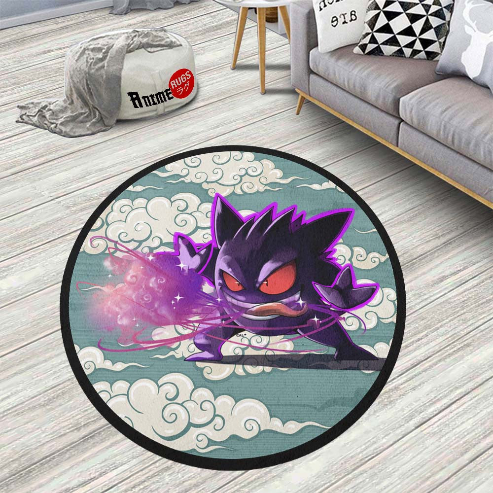 Gengar Round Rug Custom Cloudy Sky Pokemon Anime Circle Carpet-wexanime.com