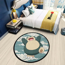 Snorlax Round Rug Custom Cloudy Sky Pokemon Anime Circle Carpet-wexanime.com