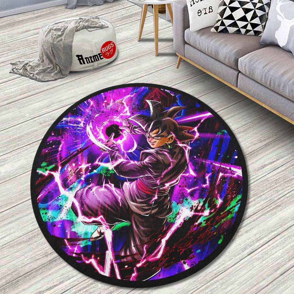 Goku Black Rose Skill Round Rug Custom Dragon Ball Anime Circle Carpet-wexanime.com