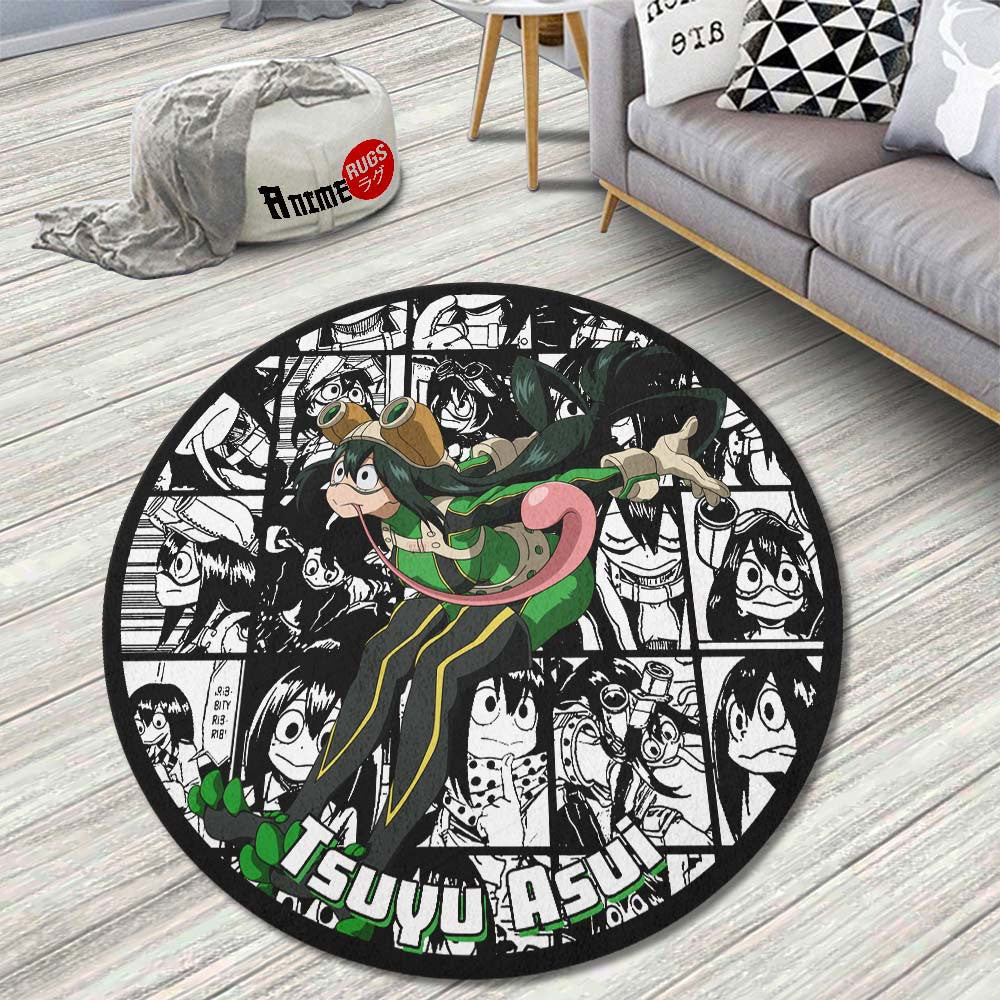 Tsuyu Asui Manga Mix Round Rug Custom My Hero Academia Anime Circle Carpet-wexanime.com