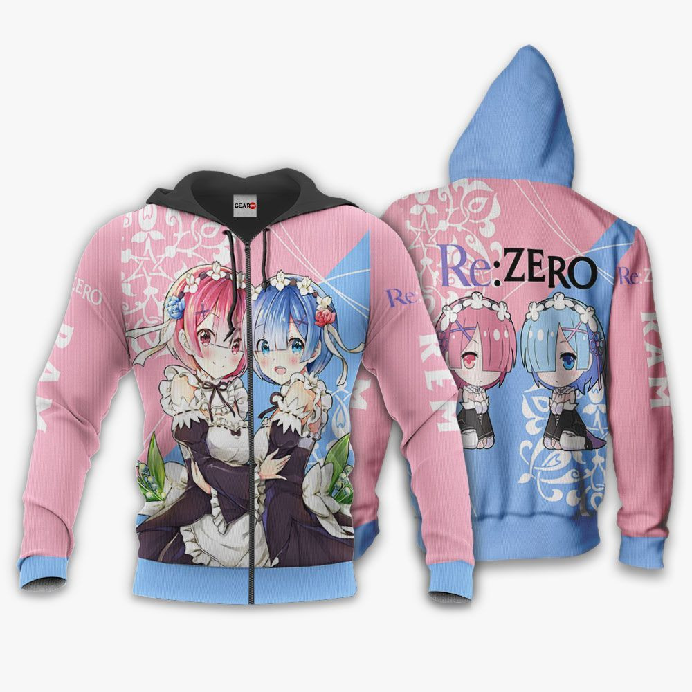Re:Zezo Hoodie Rem & Ram Custom Shirt Anime Zip Jacket-wexanime.com
