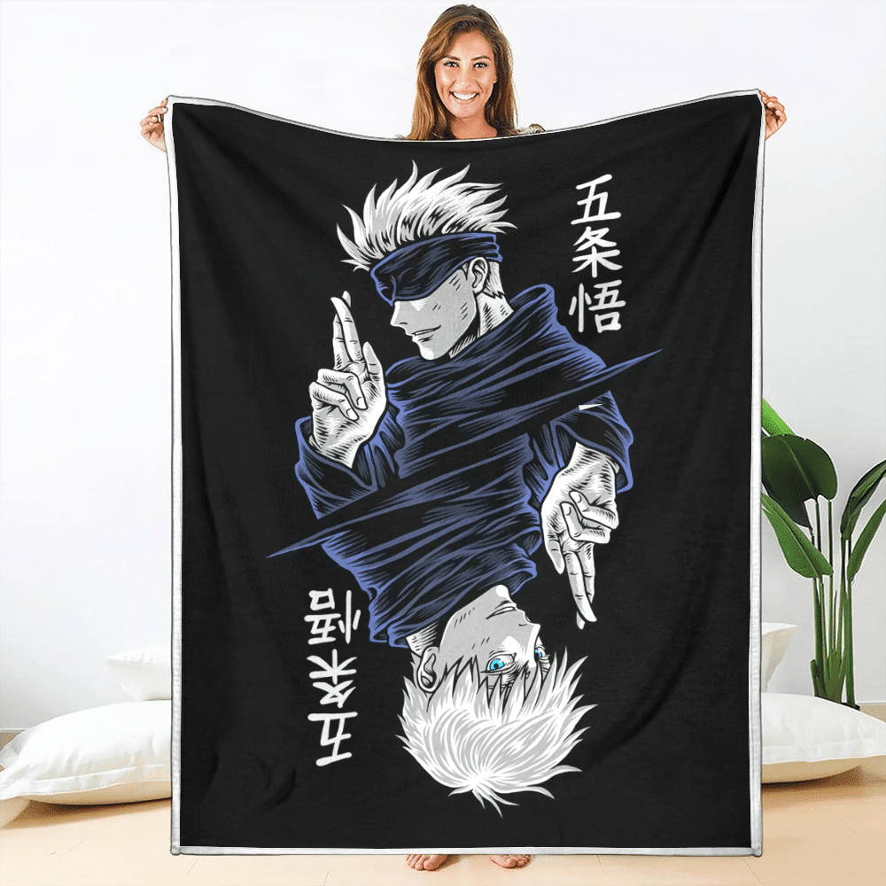 Satoru Gojo Blanket Fleece Custom Jujutsu Kaisen Anime-wexanime.com