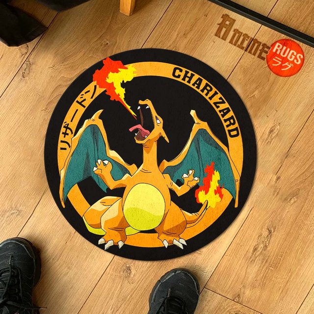 Base Set Charizard Rug Charizard Shaped Rug Custom Anime Room Decor - Wexanime