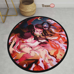 Nezuko Kamado Round Rug Custom Demon Slayer Anime Circle Carpet-wexanime.com