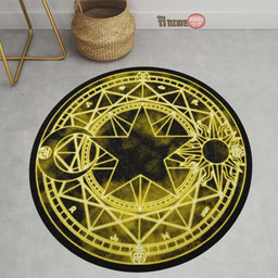 Super Black Yellow Magic Circles Round Rug Custom Cardcaptor Sakura Anime Circle Carpet-wexanime.com