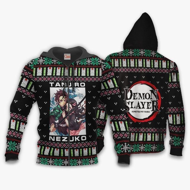 Tanjiro And Nezuko Ugly Sweater Christmas Demon Slayer Anime Gift-wexanime.com