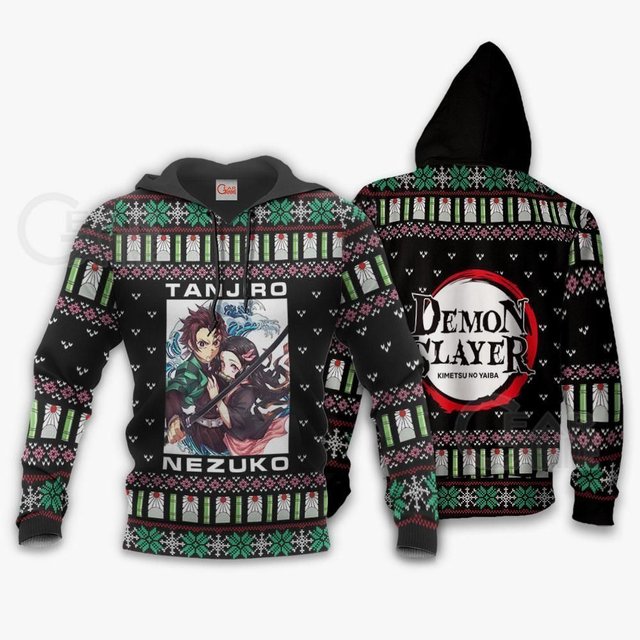 Tanjiro And Nezuko Ugly Sweater Christmas Demon Slayer Anime Gift-wexanime.com