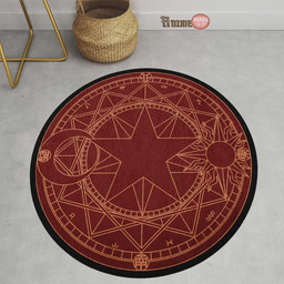 Red Magic Circles Round Rug Custom Cardcaptor Sakura Anime Circle Carpet-wexanime.com