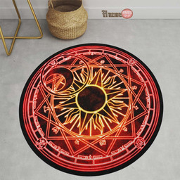 Super Black Red Magic Circles Round Rug Custom Cardcaptor Sakura Anime Circle Carpet-wexanime.com