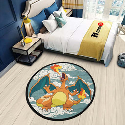 Charizard Round Rug Custom Cloudy Sky Pokemon Anime Circle Carpet-wexanime.com