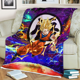 Goku Super Saiyan Fleece Blanket Custom Dragon Ball Anime Galaxy Style-wexanime.com