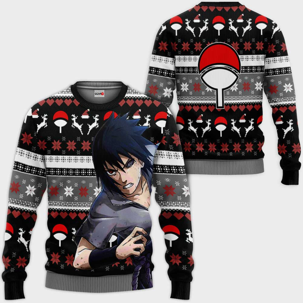 Sasuke Uchiha Ugly Christmas Sweater Custom Anime Xmas Merch Wexanime