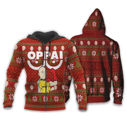 Saitama Oppai Ugly Christmas Sweater One Punch Man Anime Xmas Gift - 2 - wexanime