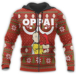 Saitama Oppai Ugly Christmas Sweater One Punch Man Anime Xmas Gift - 7 - wexanime