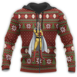 Saitama Ugly Christmas Sweater One Punch Man Anime Xmas Gift Custom Clothes - 2 - wexanime