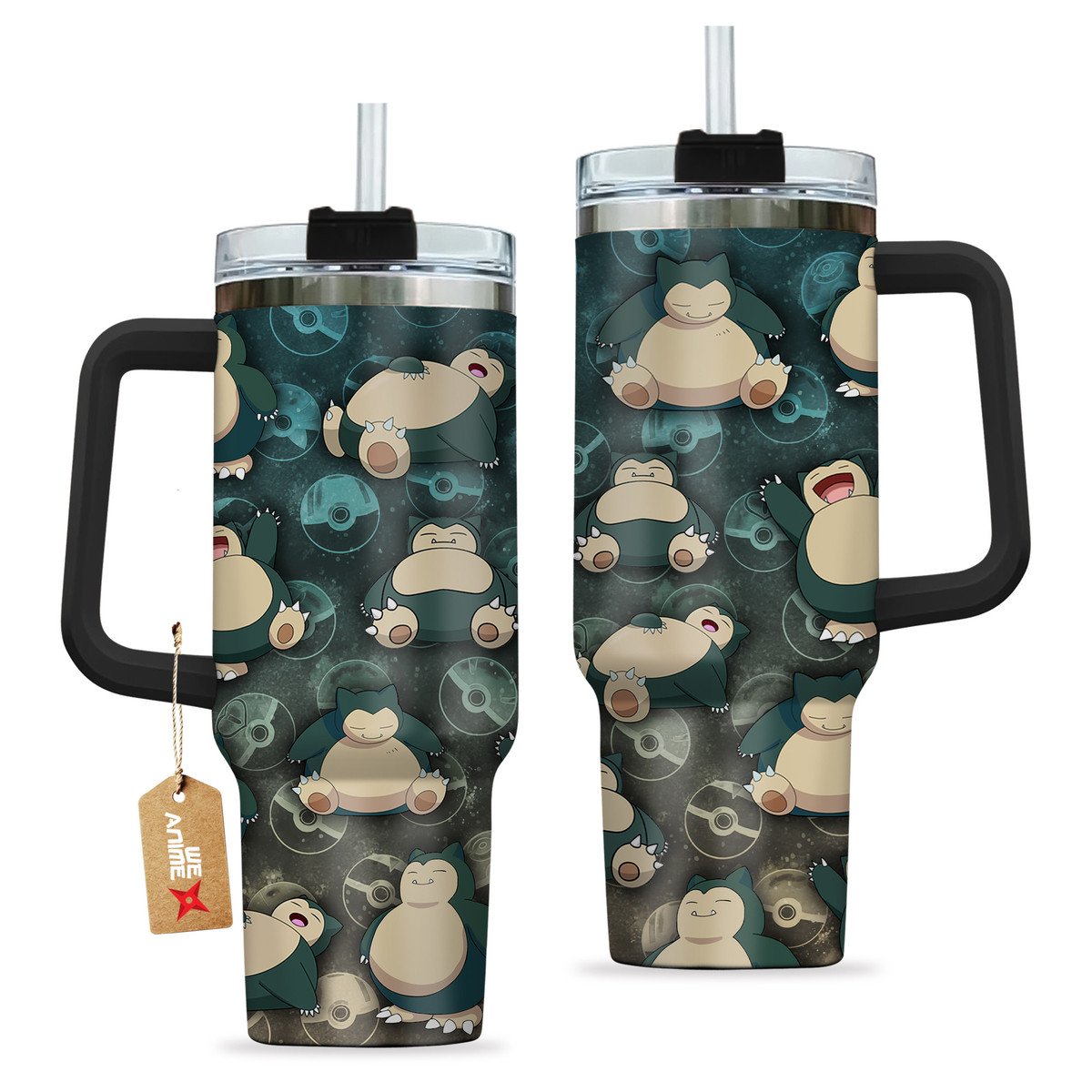 Snorlax 40oz Travel Tumbler With Handle Custom Anime Accessories - Wexanime