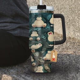 Snorlax 40oz Travel Tumbler With Handle Custom Anime Accessories - Wexanime