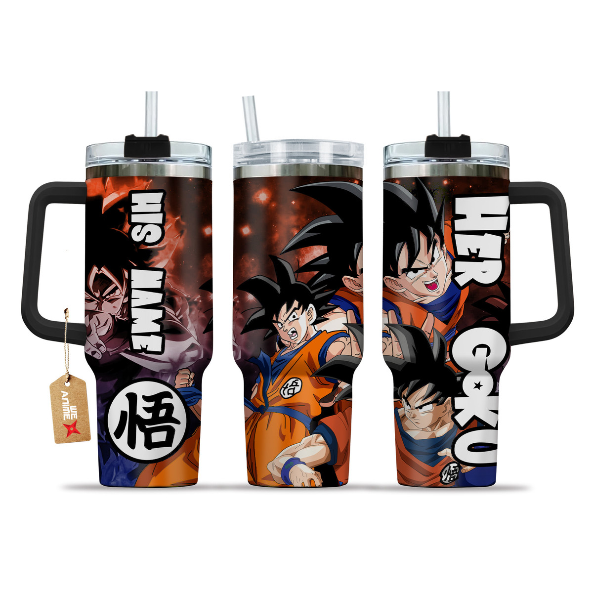 Her Goku 40oz Travel Tumbler With Handle Personalized Anime Valentine Cup - Wexanime