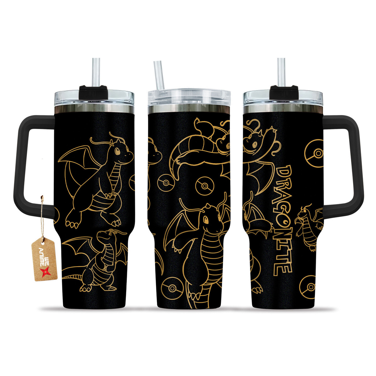 Dragonite 40oz Tumbler Cup With Handle Custom Personalized Name