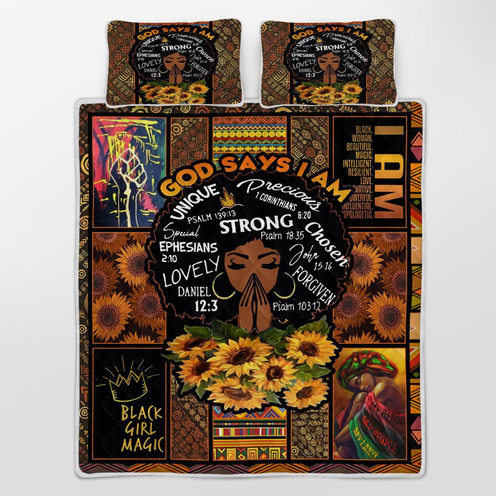 CHANDERWOOLLEY™ God Says I Am Black Woman 010 Quilt Bed Set