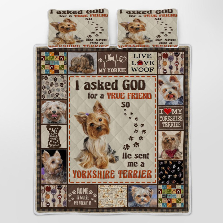 CHANDERWOOLLEY™ God Sent Me A Yorkshire Terrier Quilt Bed Set 186