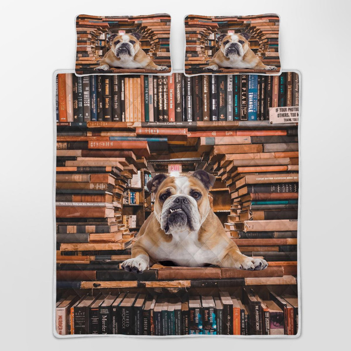 CHANDERWOOLLEY™ Bulldog Reading Book Quilt Bed Set 104
