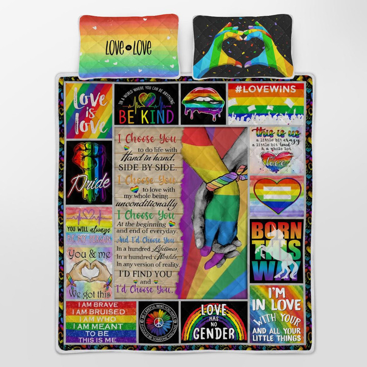 CHANDERWOOLLEY™ LGBT To My Love. Hand In Hand. Side By Side, I Choose You Quilt Bed Set 273