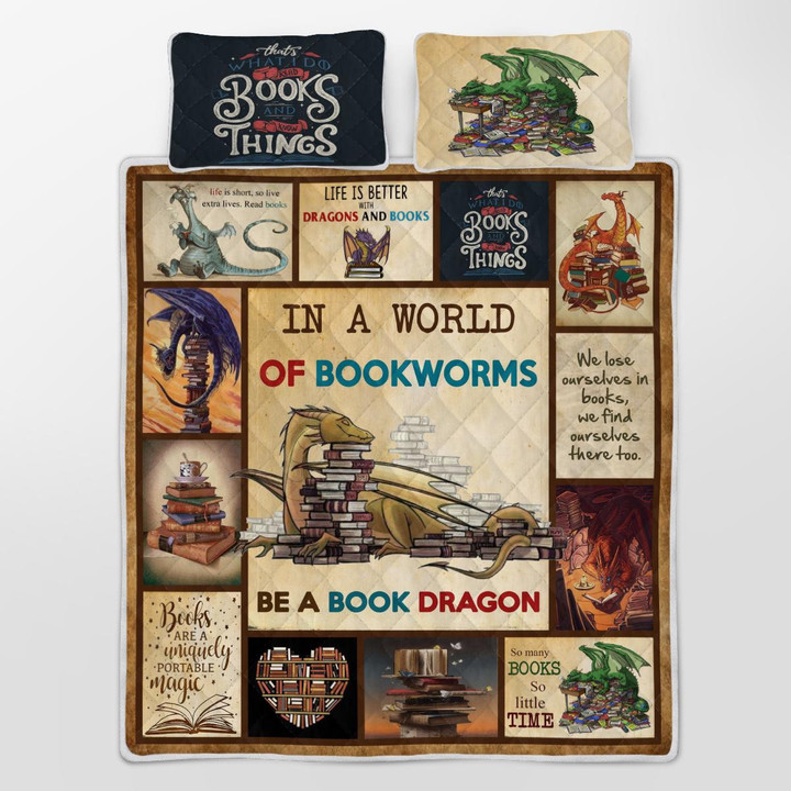 CHANDERWOOLLEY™ I Am A Book Dragon Quilt Bed Set 089